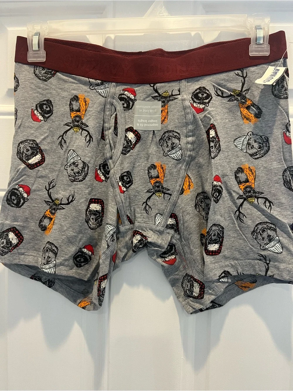 Old Navy Men’s Size L Holiday Print Gray Boxer Briefs 6